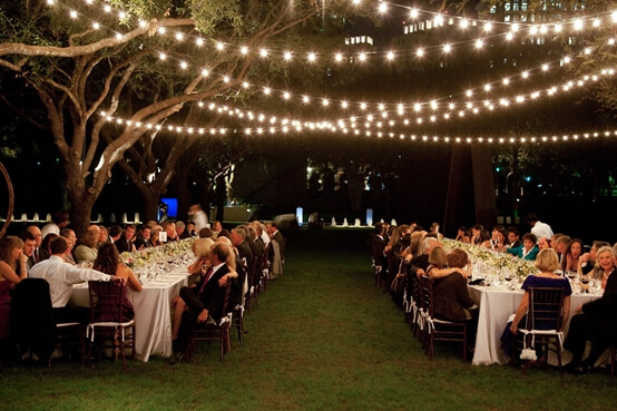 String Lights above party reception